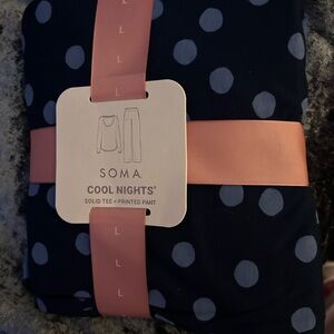 Soma Cool Nights Navy Polka Dot Pajama Set